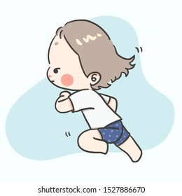 Kawaii cute girl with varieties action and feeling on white background