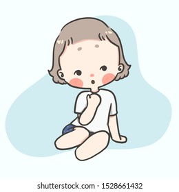 Kawaii cute girl with varieties action and feeling on white background