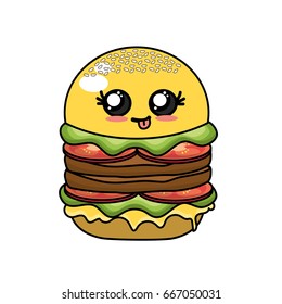 kawaii cute hamburger fast food