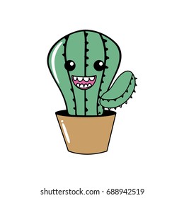 kawaii cute happy cactus plant