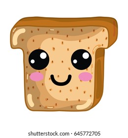 kawaii cute happy chopped bread