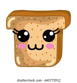 kawaii cute happy chopped bread