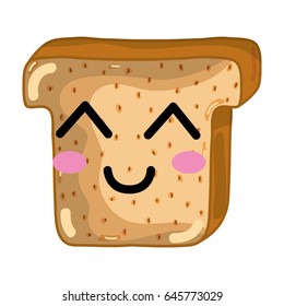 kawaii cute happy chopped bread