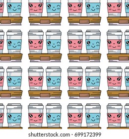 kawaii cute happy coffe plastic cup background