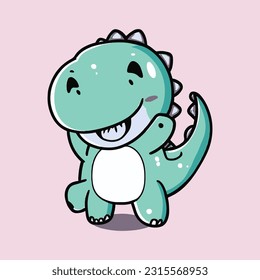 kawaii cute happy dinosaur t shirt design