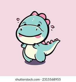 kawaii cute happy dinosaur t shirt design
