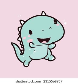 kawaii cute happy dinosaur t shirt design