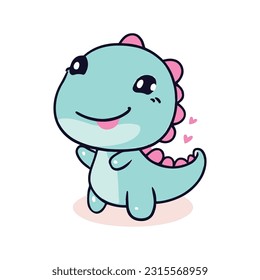 kawaii cute happy dinosaur t shirt design