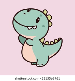 kawaii cute happy dinosaur t shirt design