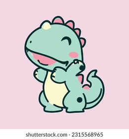 kawaii cute happy dinosaur t shirt design