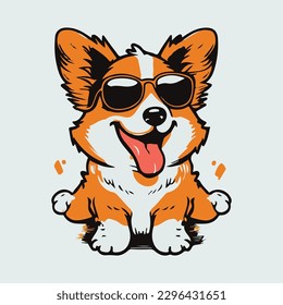 kawaii cute happy dog with a job wearing sunglasses