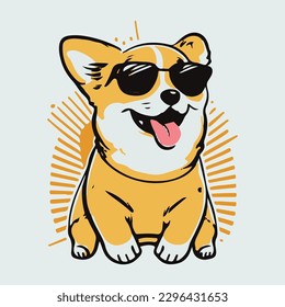 kawaii cute happy dog with a job wearing sunglasses