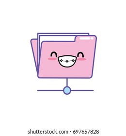 kawaii cute happy file with document