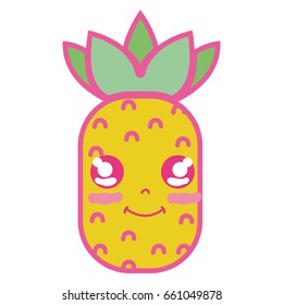 kawaii cute happy pineapple fruit