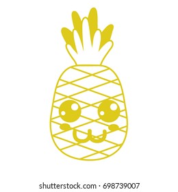 kawaii cute happy pineapple fruit