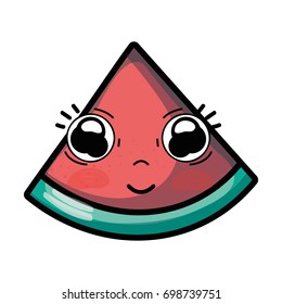 kawaii cute happy slice watermelon fruit