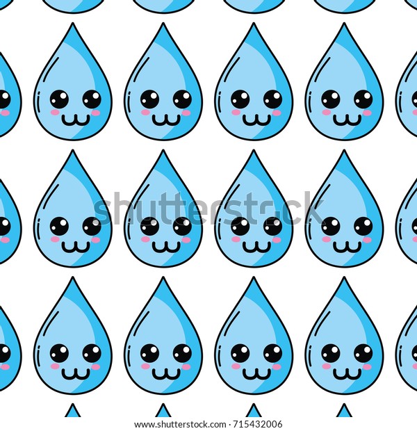 Kawaii Cute Happy Water Drop Background Stock Vector (Royalty Free ...