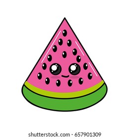 kawaii cute happy wotermelon slice fruit