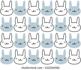 Kawaii cute hare pattern. Rabbit animal seamless background. Cartoon bunny head wallpapers.