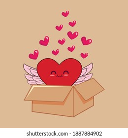 Kawaii Cute Heart Cartoon Valentine Day