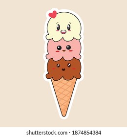 kawaii cute ice cream cartoon