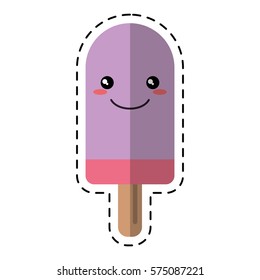 kawaii cute ice lolly refreshment ice cut line