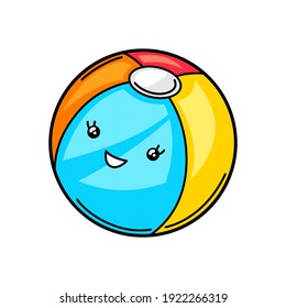 Kawaii cute illustration of ball. Cartoon funny character.