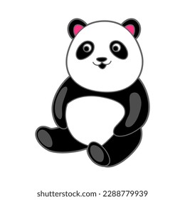 Kawaii cute illustration of little panda. Funny animal character in cartoon style.