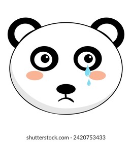 Kawaii cute illustration of little panda. Funny animal character in cartoon style. Kawaii funny panda with pink cheeks and big black eyes. Vector. Cartoon Kawaii Animal Vector illustration.