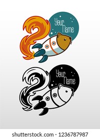 kawaii cute illustration, vector image for logo, icon or t-shirt design, two color versions