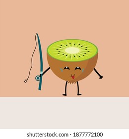 Kawaii Cute kiwi Illustration Character