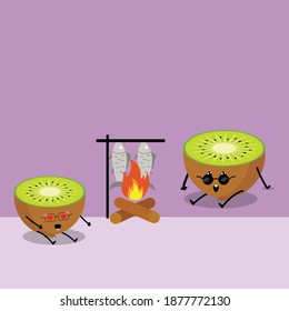 Kawaii Cute kiwi Illustration Character
