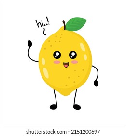 kawaii cute lemon illustration line art vector 