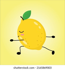 kawaii cute lemon illustration line art vector design yoga pose