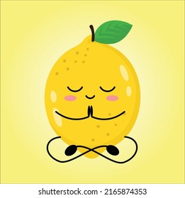 kawaii cute lemon illustration line art vector design yoga pose