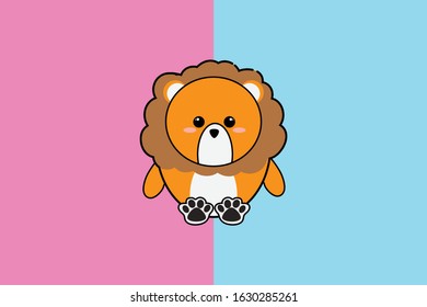 Kawaii Cute Lion Illustration Character 