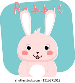 Kawaii cute little baby rabbit. Cartoon vector illustration. - Vector