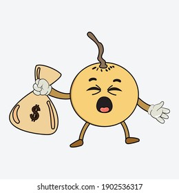 kawaii cute longan fill line icon fruit