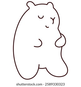 Kawaii cute one line capybara. Coloring page.