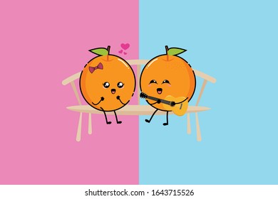 Kawaii Cute Orange Illustration Character