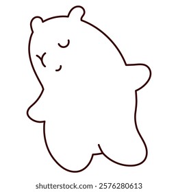 Kawaii cute outline capybara. Coloring page line drawing.