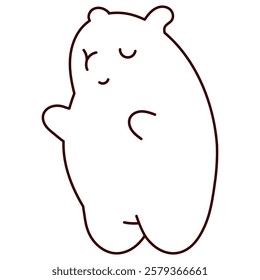 Kawaii cute outline capybara. Coloring page line drawing.