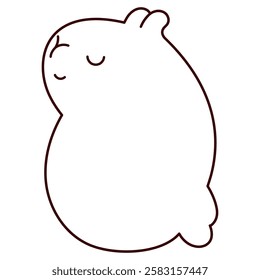 Kawaii cute outline capybara. Coloring page line drawing.