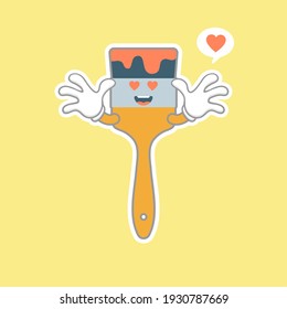 kawaii and cute paint brush flat design vector illustration