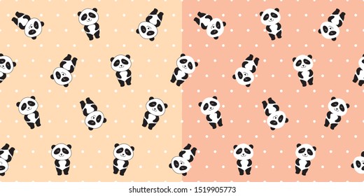 Kawaii cute panda seamless pattern
