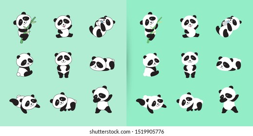 Kawaii cute panda seamless pattern