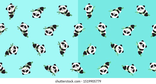 Kawaii cute panda seamless pattern