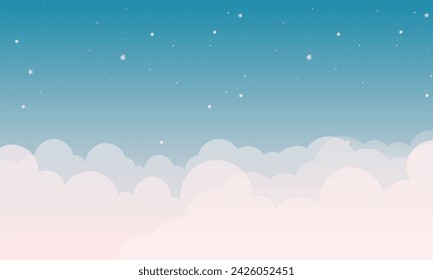 Kawaii cute pastel starry night sky background