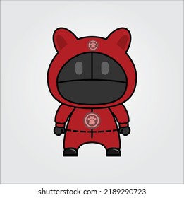 kawaii cute paw guards vector illustration line art