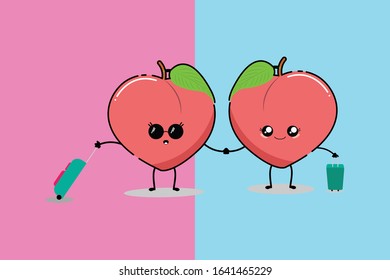 Kawaii Cute Peach Illustration Character 